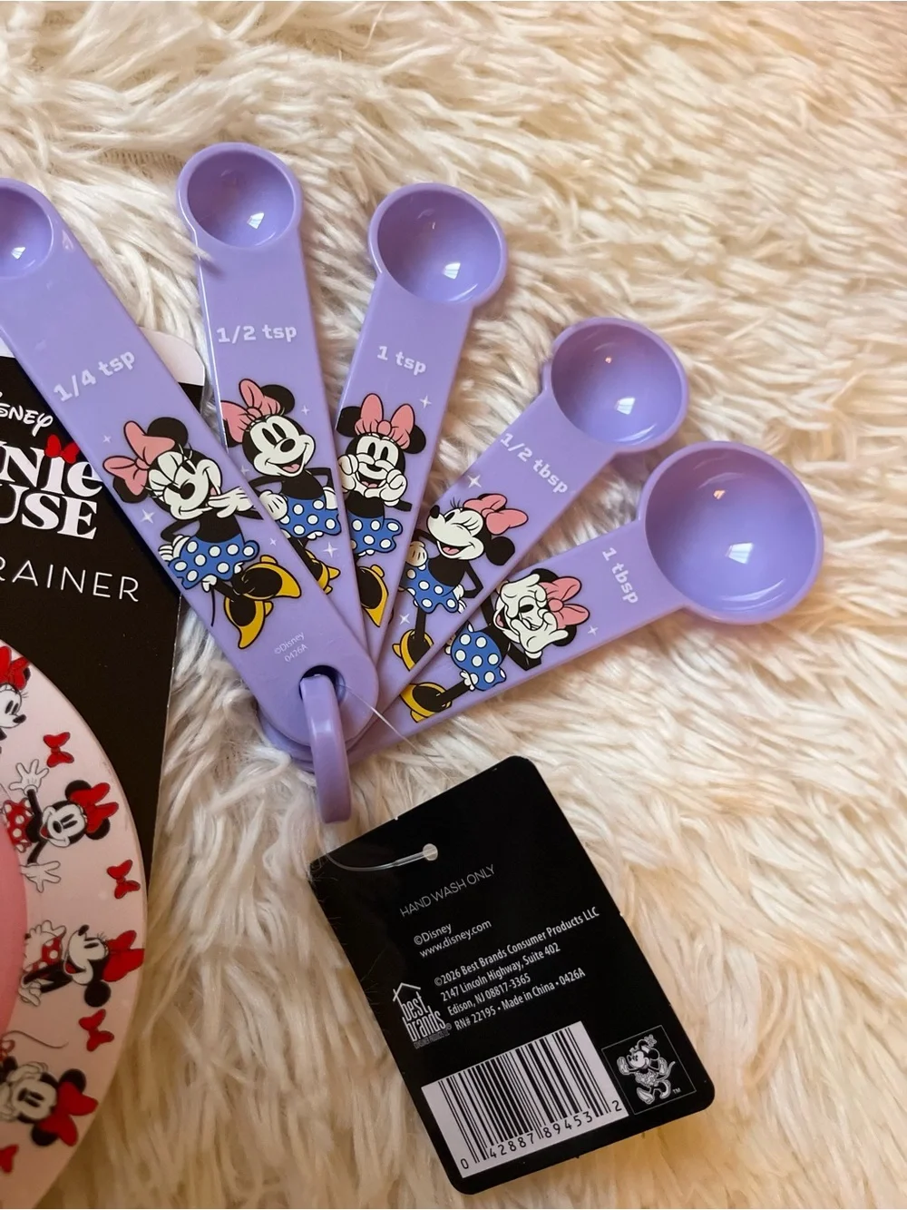 NWT Disney Minnie Mouse Pink Sink Strainer & Measuring Spoons Bundle
